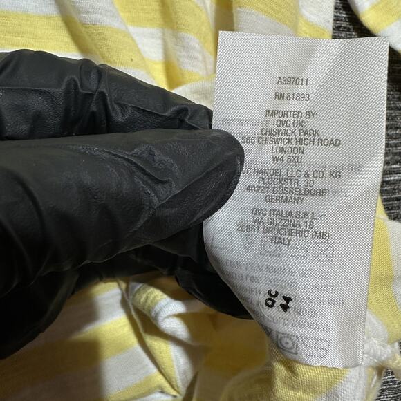 Jasib Wu Top T Shirt Women's M Yellow Striped V Neck - Picture 10 of 12